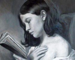Grisaille Lesendes Mädchen