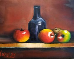 Äpfel mit Flasche