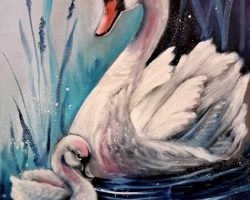 Schwan mit Junges