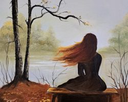 Frau am Fluss