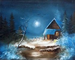 Hütte in der Nacht